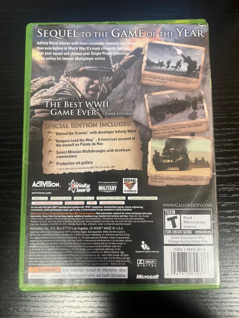 Call of Duty 2 - Special Edition Platinum Hits (Microsoft Xbox 360, 2005) 2 Disc